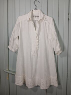 Zara Woman Button-Front Linen Tunic Dress